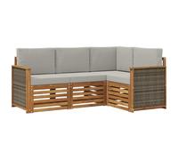 vidaXL Set di 4 divani con cuscini, in legno massello di acacia, da giardino, moderno e accogliente, per una seduta perfetta