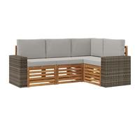 vidaXL Set di 4 divani con cuscini, in legno massello di acacia, da giardino, moderno e accogliente, per una seduta perfetta