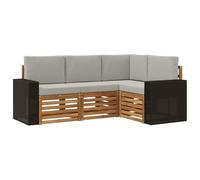 vidaXL Set di 4 divani con cuscini, in legno massello di acacia, da giardino, moderno e accogliente, per una seduta perfetta