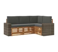 vidaXL Set di 4 divani con cuscini, in legno massello di acacia, da giardino, moderno e accogliente, per una seduta perfetta