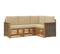 vidaXL Set di 4 divani con cuscini, in legno massello di acacia, da giardino, moderno e accogliente, per una seduta perfetta