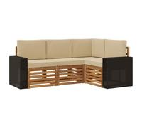 vidaXL Set di 4 divani con cuscini, in legno massello di acacia, da giardino, moderno e accogliente, per una seduta perfetta