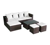 vidaXL Set di 4 mobili da giardino, set di mobili da terrazza con cuscini, divano componibile con tavolino da giardino, in polyrattan, marrone