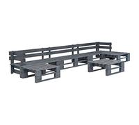 vidaXL - Set di 4 Pallet da Giardino in Stile Rustico, Resistente alle intemperie, per Giardino, Piscina, Poltrona, Salotto in Legno FSC, Colore: Grigio