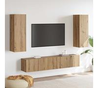 vidaXL Set di 4 Pezzi di Mobile TV da Muro in Legno Ingegnerizzato Rovere Artisan