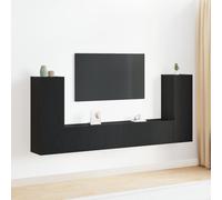 vidaXL Set di 4 pezzi di mobile TV - montato a parete, rovere nero, legno ingegnerizzato