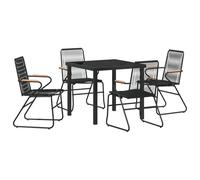 vidaXL Set da Giardino 5 Pezzi Nero Rattan PVC