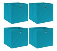 vidaXL Set di 4 scatole portaoggetti in tessuto blu, 32 × 32 × 32 cm