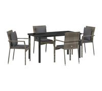 vidaXL Set da Pranzo da Giardino da 5 Pezzi con Cuscini Grigio Polyrattan