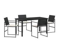 vidaXL Set di sedie da giardino con 4 cuscini per esterni, colore nero, in rattan sintetico, con braccioli rimovibili, design moderno, ideale per balconi, terrazze e mobili da pranzo