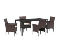 vidaXL Set da Pranzo Giardino 5 Pezzi Marrone Polyrattan