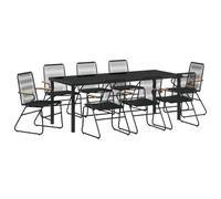 vidaXL Gartenstuhl-Set aus 4 Schwarzen PVC-Rattan-Loungearmlehnen mit Stahlrahmen für Patio, Balkon, Rasenstuhl, Sitzmöbel, Armstuhl, Liege