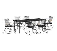 vidaXL Gartenstühle Set aus 4 Schwarzen PVC Rattan Außen Lounge Armstuhl mit Stahlrahmen für Patio Balkon Sitzmöbel Liegestuhl