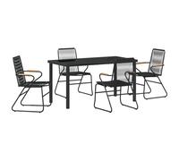 vidaXL Gartenstühle Set aus 4 Schwarz PVC Rattan Außen Lounge Armlehnenstuhl mit Stahlrahmen für Terrasse Balkonstuhl Möbel Lawn Armchair