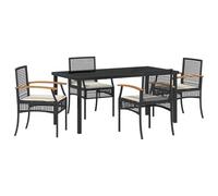 vidaXL Set di 4 sedie da Giardino Nere in polyrattan con Legno di Acacia. Hanno Cuscini Super Comodi, Un Telaio in Acciaio Verniciato a Polvere. Sono perfette per Il Patio e Il Giardino, e puoi togl