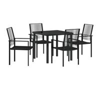 vidaXL Set aus 4 Gartenstühlen Schwarz PVC-Rattan Bequeme Patio-Dining-Möbel Langlebiger Stahlrahmen Stuhl für den Außenbereich Rattan