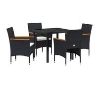 vidaXL Set di Sedie da Pranzo da Giardino di 4 Poltrone Resistenti alla Pioggia in Rattan PE Nero e Panna | Seduta Moderna per Mobili Esterni da Giardini Patio