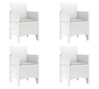 vidaXL Set di 4 Sedie da Pranzo in Rattan Bianco con Cuscini Grigio Chiaro | Sedute Resistenti alle Intemperie e Confortevoli per Giardino e Patio, Mobili da Balcone Moderni e Imbottiti