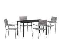 vidaXL Set di 4 sedie da giardino da sala da pranzo grigio polyrattan esterno impilabili per terrazze, balconi, mobili, sedute in rattan PE