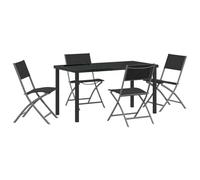 vidaXL Set di 4 sedie pieghevoli da esterno in acciaio e textilene, nere. Perfette per il giardino, sono moderne, portatili e ideali per pranzare e rilassarsi. Design salvaspazio e resistenti ai rag