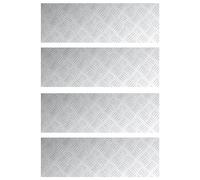 vidaXL Set di 4 tappetini antiscivolo in metallo argentato, 75 x 25 cm, in alluminio, con motivo a rombi, per interni e corridoi