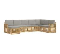 vidaXL Set di 6 divani da esterno bianco e grigio chiaro 306 x 128,5 x 73 cm, mobili da giardino, divano moderno da esterno, area salotto per terrazza, sezione durevole per il comfort