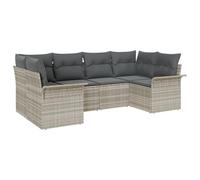 vidaXL Set da Giardino 6 Pezzi con Cuscini Grigi Chiari in Rattan modulare, Divano Sezione Esterna per Patio, Perfetto per Rilassarsi e Fare Lounge in terrazza