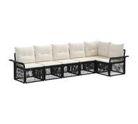 vidaXL Set di 6 divani da giardino in rattan artificiale nero, divano moderno per giardino, arredamento da esterno resistente alle intemperie, facile da pulire e design modulare