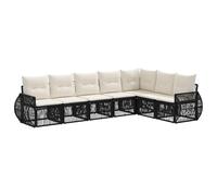 vidaXL Set di 7 divani da giardino in rattan artificiale nero e bianco crema, moderno, resistente alle intemperie, design modulare, divano da giardino, mobili da esterno, relax nel cortile