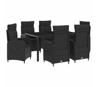 vidaXL Set di 7 tavoli da esterno in rattan sintetico, 150 x 90 x 75 cm, elegante e moderno, per esterni, in rattan, resistente alle intemperie, per il piacere all'aria aperta