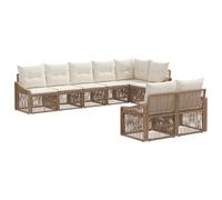 vidaXL Set di 8 divani da giardino beige in rattan artificiale, set di mobili da esterno moderni, resistente alle intemperie, piedini regolabili, design modulare, salotto da giardino, sedie in