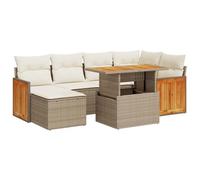 vidaXL Set di 8 divani da giardino componibili in polyrattan/legno di acacia, con cuscini e contenitore, per esterni, cortile, terrazza