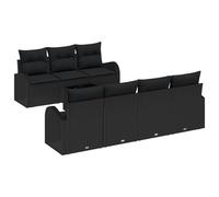 vidaXL Set di 8 Divani da Giardino con Cuscini Nero Polyrattan