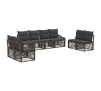 vidaXL Set di 8 divani da giardino in rattan artificiale grigio, moderno set di mobili da esterno in polyrattan, piedini regolabili per giardino, cortile e salotto
