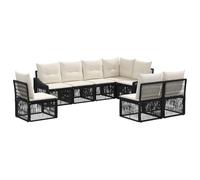 vidaXL Set di 8 divani da giardino in rattan artificiale nero, design modulare moderno, mobili da giardino resistenti alle intemperie, comodo divano da patio, facile da pulire