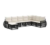vidaXL Set di 8 divani da giardino in rattan artificiale nero e bianco crema, divano modulare bello, moderno, resistente alle intemperie, mobili da esterno per un comodo relax in giardino