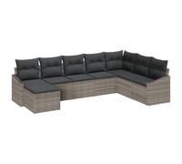 vidaXL Set di 8 Pezzi di Divani da Giardino con Cuscini in Poly Rattan Grigio