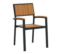 vidaXL 8 sedie da pranzo per esterni, struttura in acciaio e legno di acacia massiccio, per terrazza, giardino, balcone, comode sedute, impilabili, design elegante, stile moderno, sedia in metallo