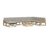 vidaXL Set di 9 divani da esterno in legno massiccio di acacia bianco e grigio chiaro, mobili da giardino moderni, divano da esterno resistente, salotto per il relax, mobili da terrazza