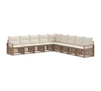 vidaXL Set di 9 divani da giardino beige in rattan artificiale, design moderno e modulare, sedili da giardino resistenti alle intemperie, divano da esterno per un comfort ergonomico, mobili da salotto