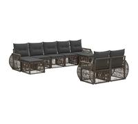 vidaXL Set di 9 divani da giardino in rattan artificiale grigio e grigio scuro, moderno e resistente alle intemperie, design modulare, divano a volante in poli, bella seduta, divano da esterno