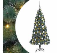 vidaXL Set di Albero di Natale Artificiale LED & Palline Verde 180 cm PET