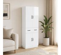 vidaXL Set di 2 armadi bianchi lucidi, in legno di ingegneria, configurazione adattabile, mobili moderni, salvaspazio, comodi, all'aria aperta