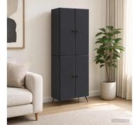 vidaXL Set di 2 armadi neri in legno di ingegneria, set di mobili da esterno eleganti, multifunzionali, per interni e compatti, personalizzabili per la vita moderna