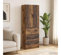 vidaXL Set di 2 armadi in legno anticato, 66 x 34,5 x 87 cm, organizer moderno, mobile chic per il vostro soggiorno minimalista, soluzione di archiviazione con ripiani