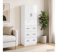 vidaXL Set di 2 armadi, bianco lucido, 66 x 34,5 x 87 cm, ripiani regolabili, armadio modulare, sistema con più scomparti, montaggio a parete, per casa e ufficio