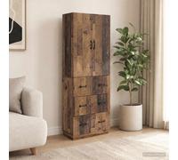 vidaXL Set di 2 armadi in legno anticato, 66 x 34,5 x 87 cm, ripiani regolabili, armadio modulare, sistema con più scomparti, montaggio a parete, per casa e ufficio