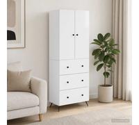 vidaXL Set di 2 armadi bianchi lucidi, 66 x 34,5 x 90 cm, armadio scorrevole compatto, mobile moderno per ufficio, pratico organizer per la casa