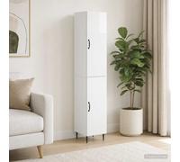 vidaXL Set di 2 armadi, bianco lucido, 33 x 34,5 x 89,5 cm, set di mobili modulari, tavolo regolabile, sedili ergonomici, design compatto, soluzioni di stoccaggio