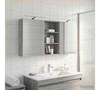 vidaXL Set di Armadi da Bagno 3 pcs 140 x 14,5 x 70 cm, Mobile per bagno, specchio LED rettangolare, unità appesa, organizer moderno, salvaspazio